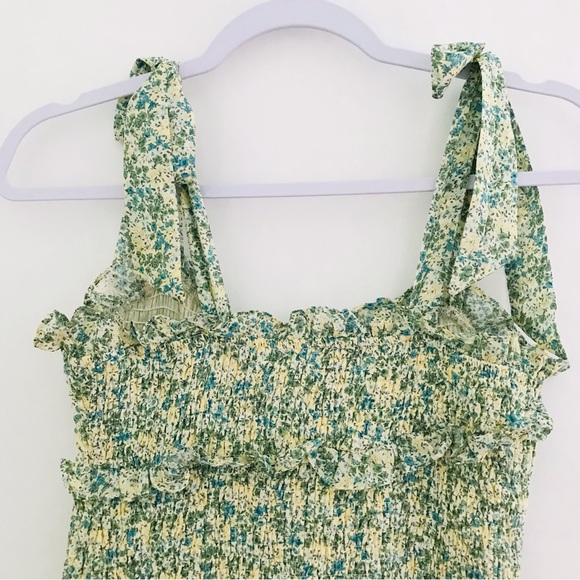 ASTR THE LABEL Eastwick Floral Ruffle Mini Dress Yellow Green Blue - Picture 10 of 13